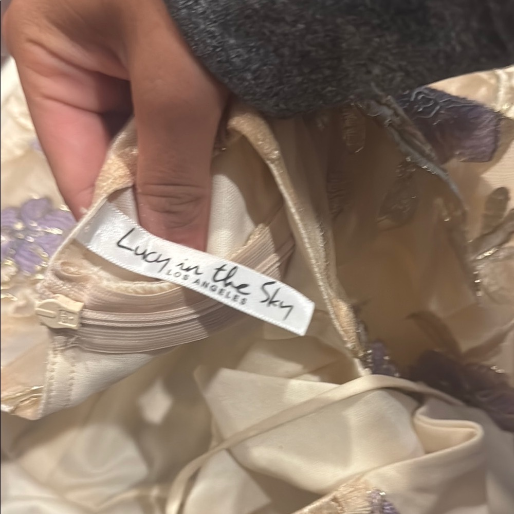 Lucy in the Sky - Gold Floral mesh dress - warn once - perfect condition- medium - Picture 3 of 3